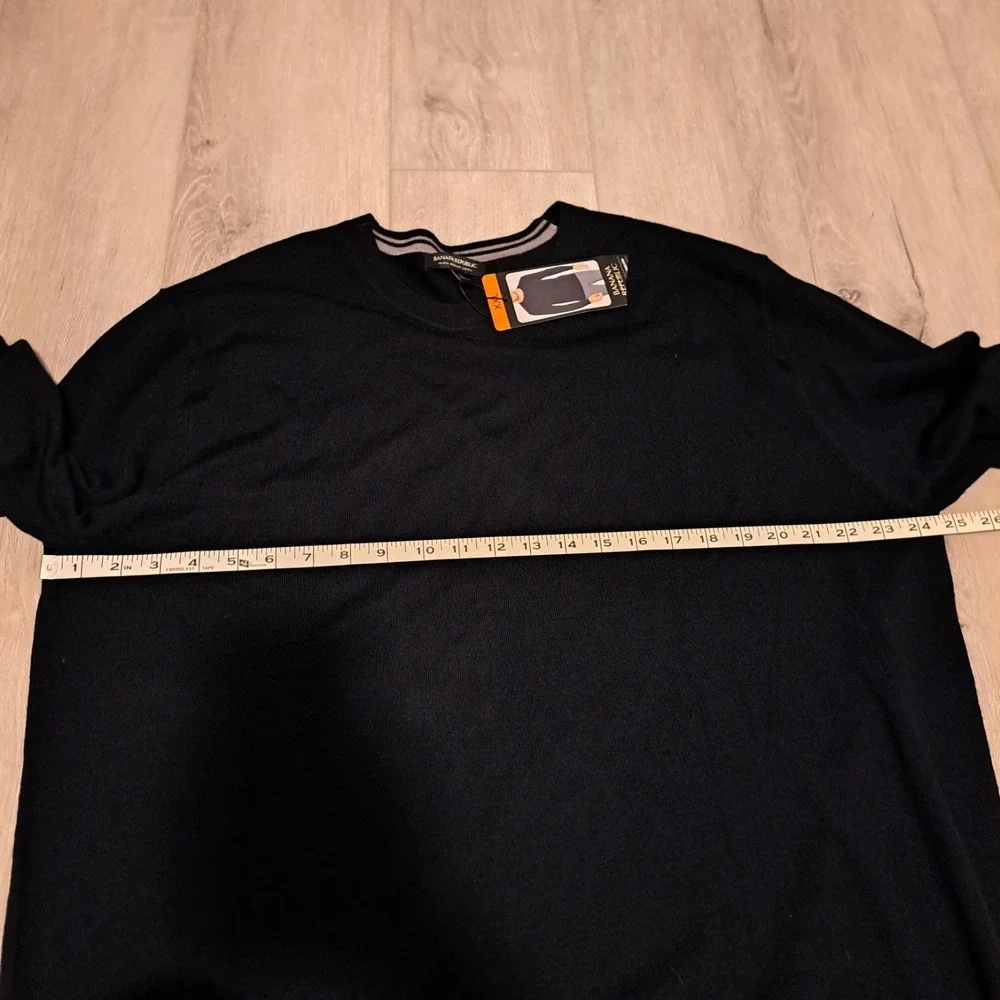 Banana Republic‎ Black 100% Merino Wool Crewneck Lightweight Sweater Size XXL